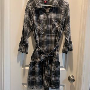 Grey Plaid Dress Size Medium with Belt